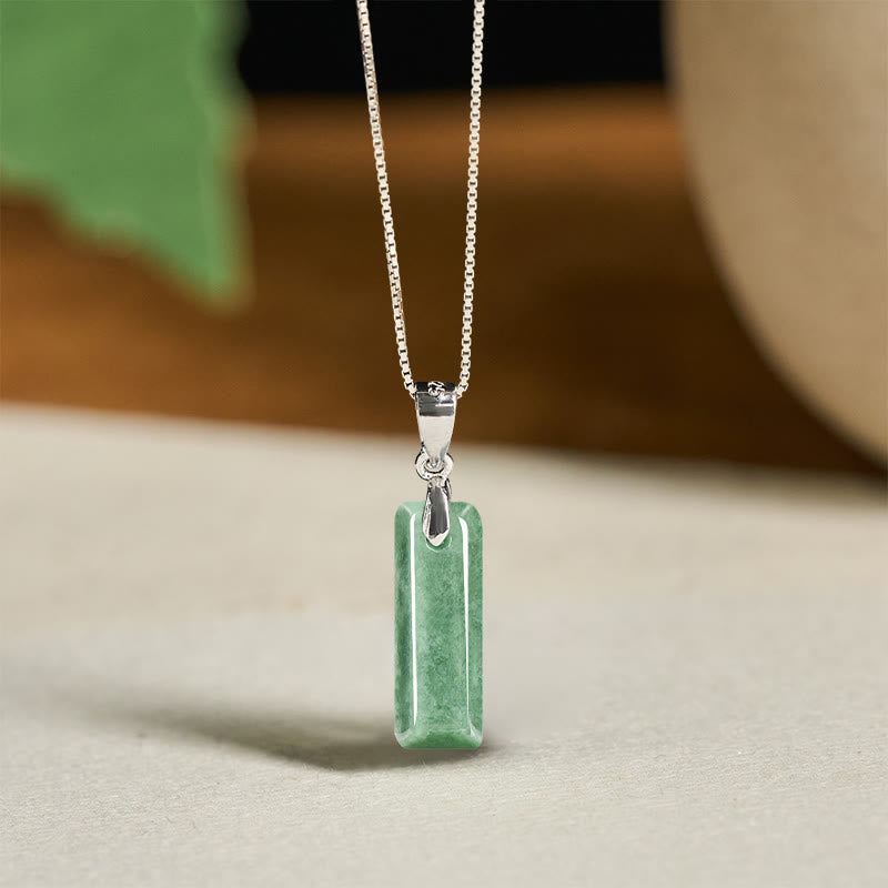 "May You Find Your Own Meaning" Natural A-Z Letter Jade Titanium Steel Chain Necklace Includes Gift Message Card