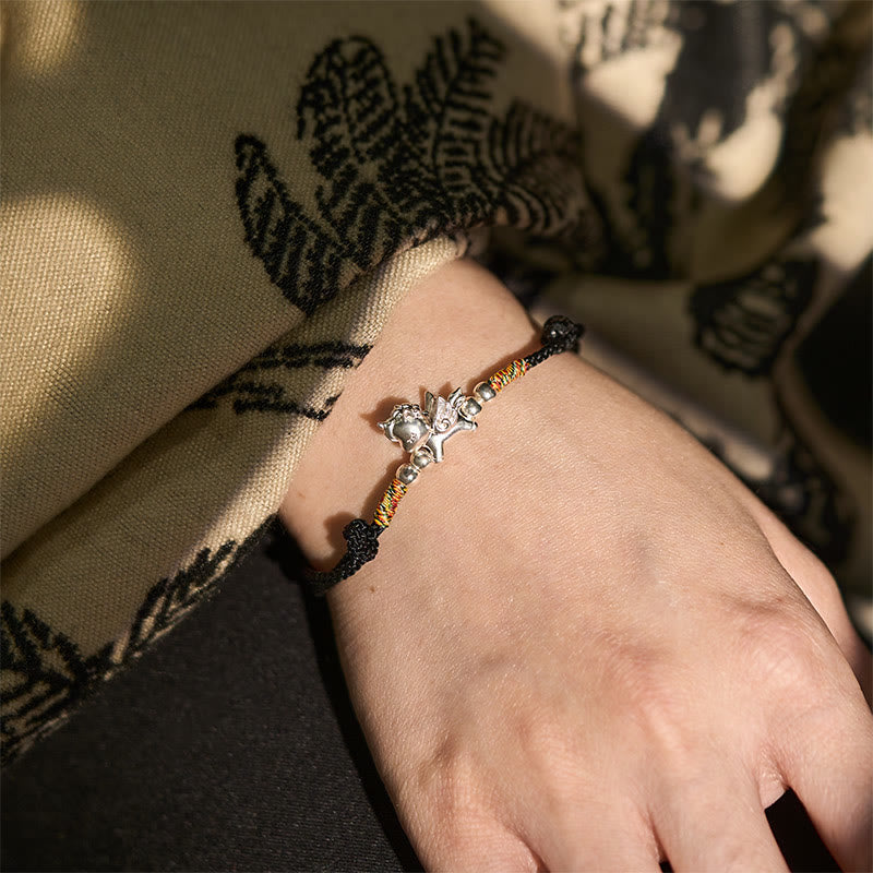 "All the Best for Fortune and Protection" 925 Sterling Silver Year Of The Horse String Bracelet Includes Gift Message Card