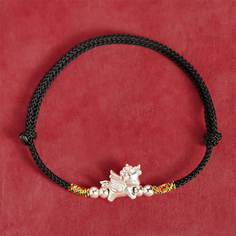 Handcrafted 925 Sterling Silver Year of the Horse Red String Zodiac Bracelet