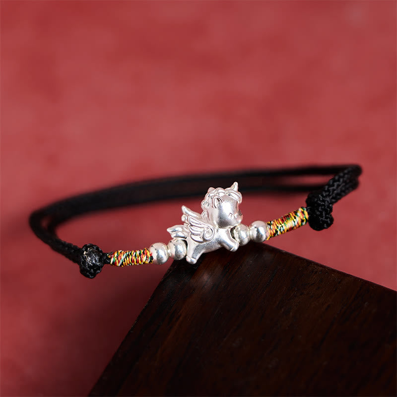 "All the Best for Fortune and Protection" 925 Sterling Silver Year Of The Horse String Bracelet Includes Gift Message Card