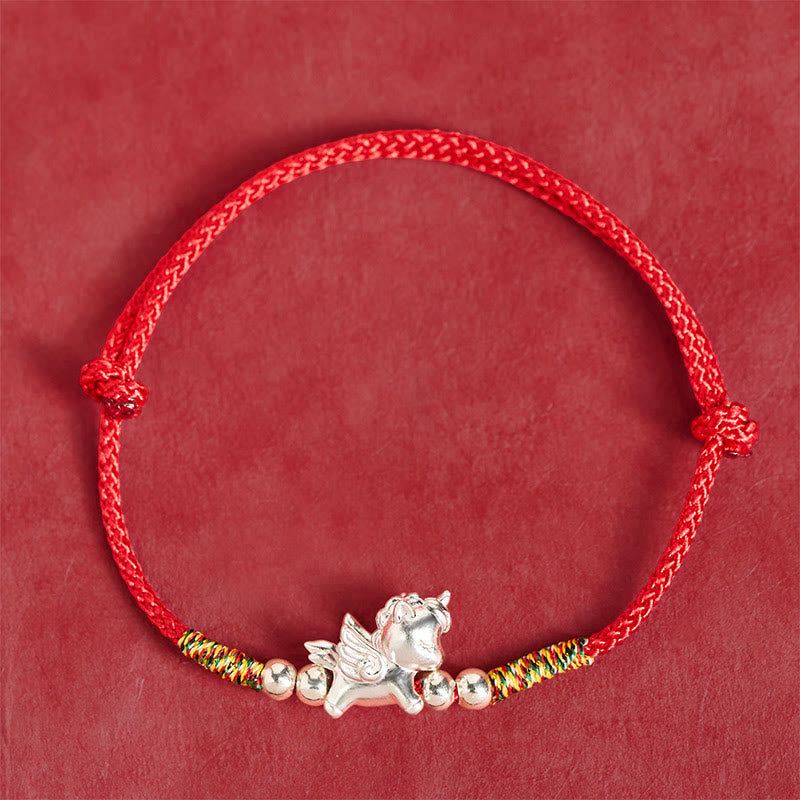 "All the Best for Fortune and Protection" 925 Sterling Silver Year Of The Horse String Bracelet Includes Gift Message Card