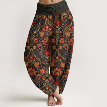 Tactile Cotton Botanical Print Mindful Movement Harem Pants