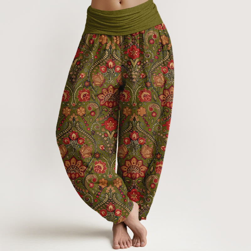 Tactile Cotton Botanical Print Mindful Movement Harem Pants
