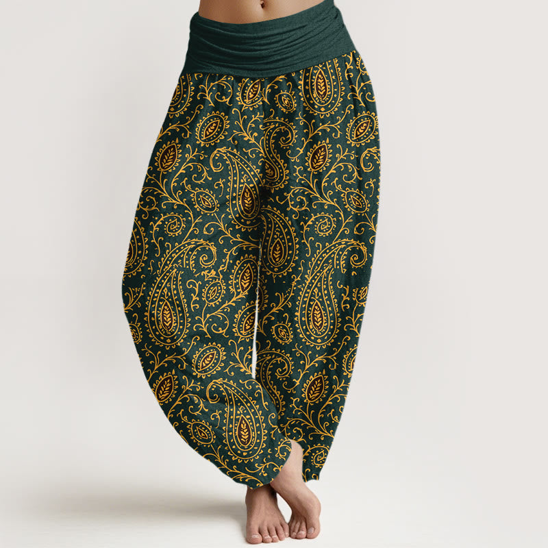 Pure Cotton Paisley Print Meditative Harem Pants