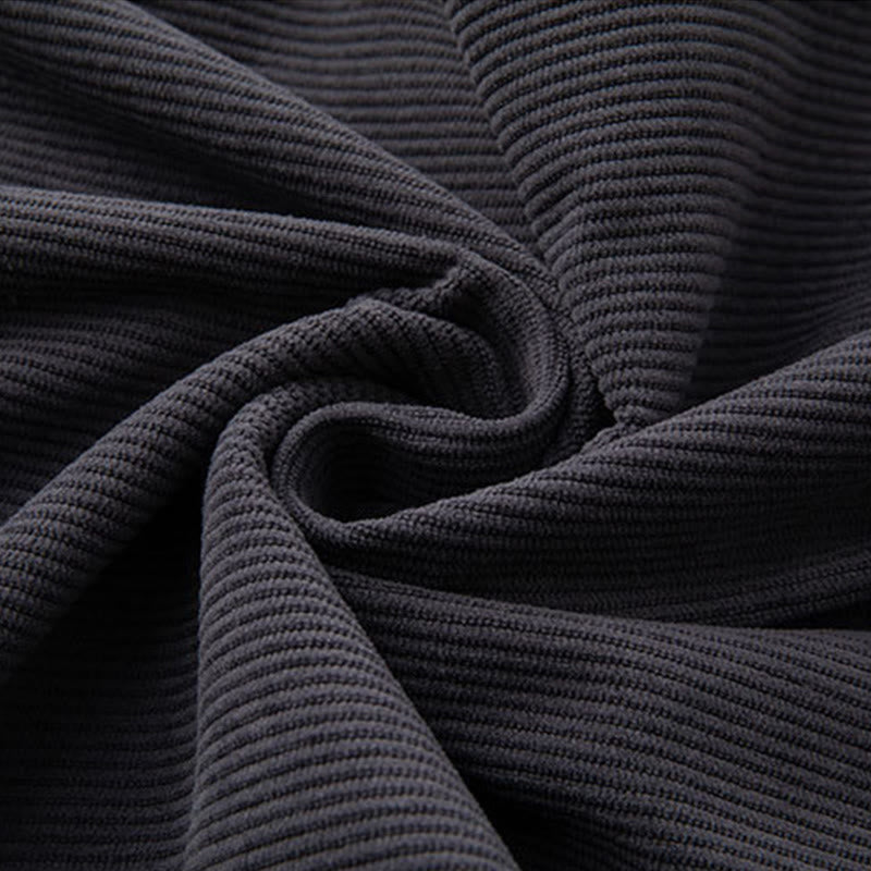 Winter Men's Drawstring Plain Elastic Waistband Design Corduroy Pants With Pockets