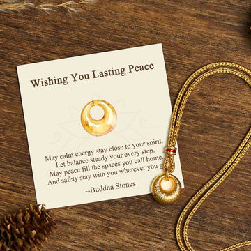 "Wishing You Lasting Peace" 24k Gold Plated Copper Peace Buckle Necklace Includes Gift Message Card