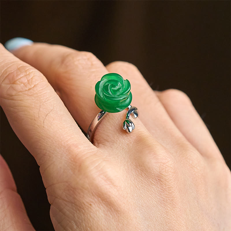 Rose Green Jasper Sterling Silver and Copper Adjustable Balance Ring