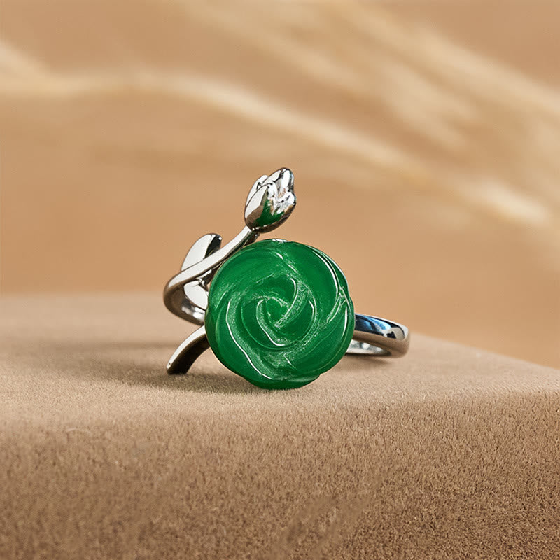 Rose Green Jasper Sterling Silver and Copper Adjustable Balance Ring