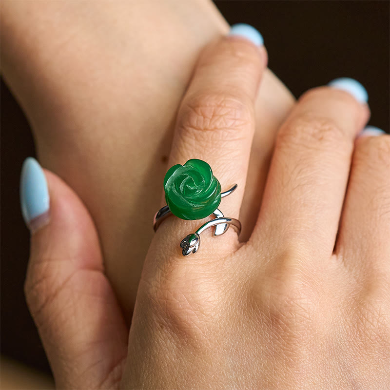 Rose Green Jasper Sterling Silver and Copper Adjustable Balance Ring