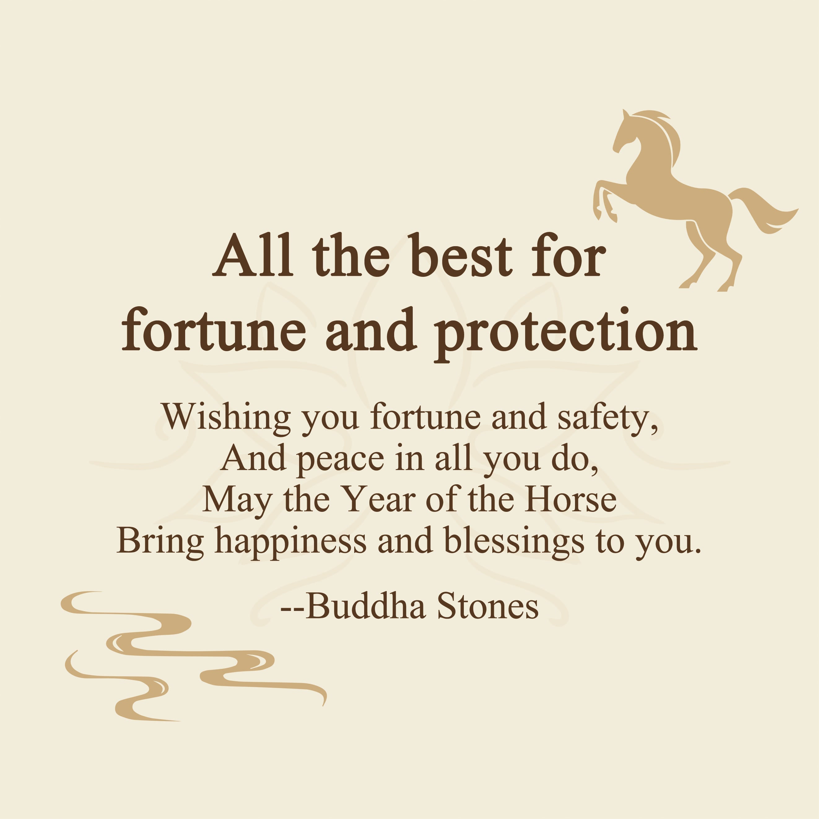 "All The Best For Fortune And Protection" Year Of The Horse 24k Gold Plated Brass Necklace Includes Gift Message Card