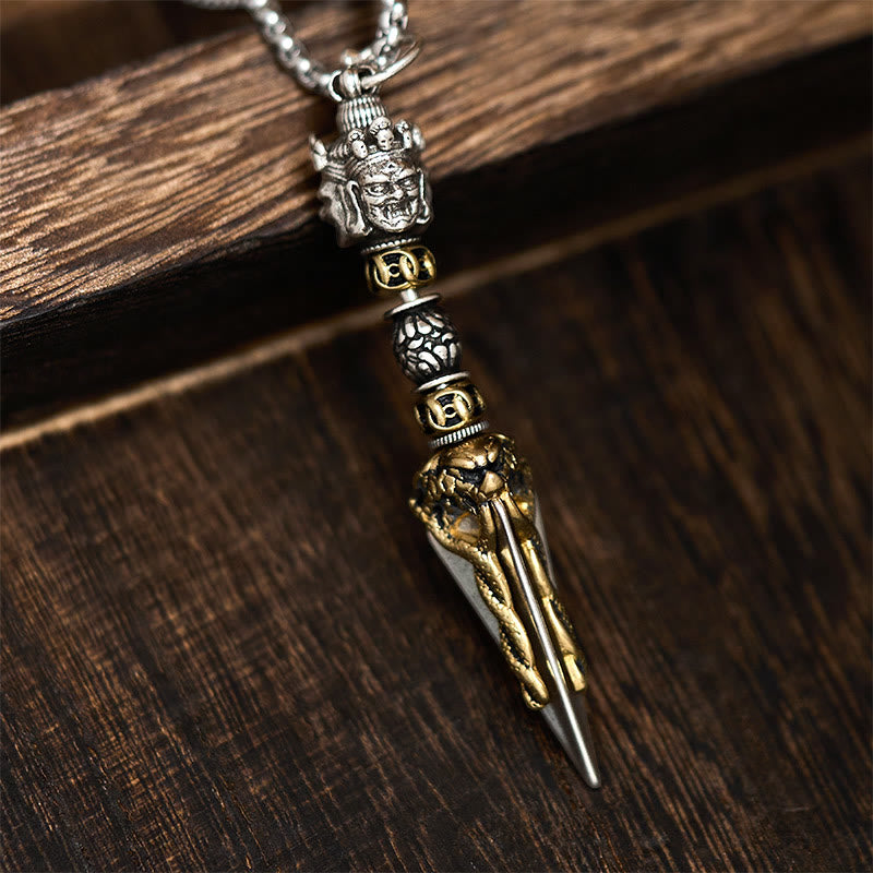 Tibetan Vajra Vajrakila Copper Healing Spiritual Power Necklace Pendant