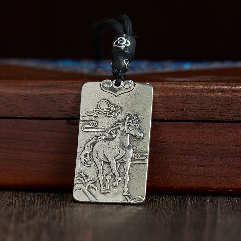 Year of the Horse Chinese Zodiac Natal Buddha Copper Plated Silver Balance Necklace Pendant