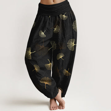 Breathable Cotton Ginkgo Pattern Mindful Meditation Harem Pants