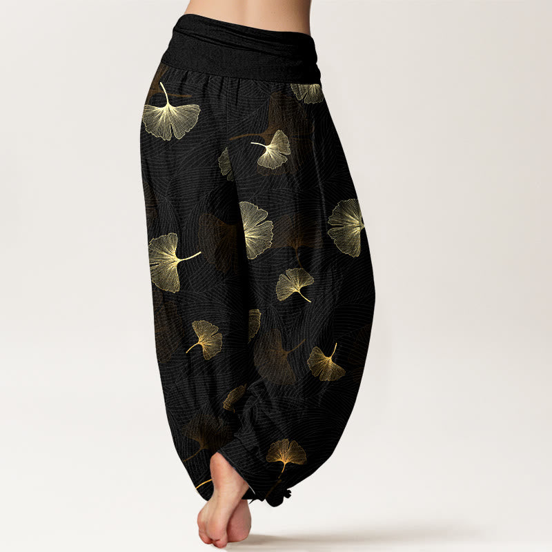 Breathable Cotton Ginkgo Pattern Mindful Meditation Harem Pants