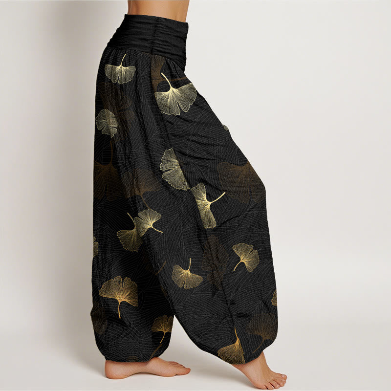 Breathable Cotton Ginkgo Pattern Mindful Meditation Harem Pants