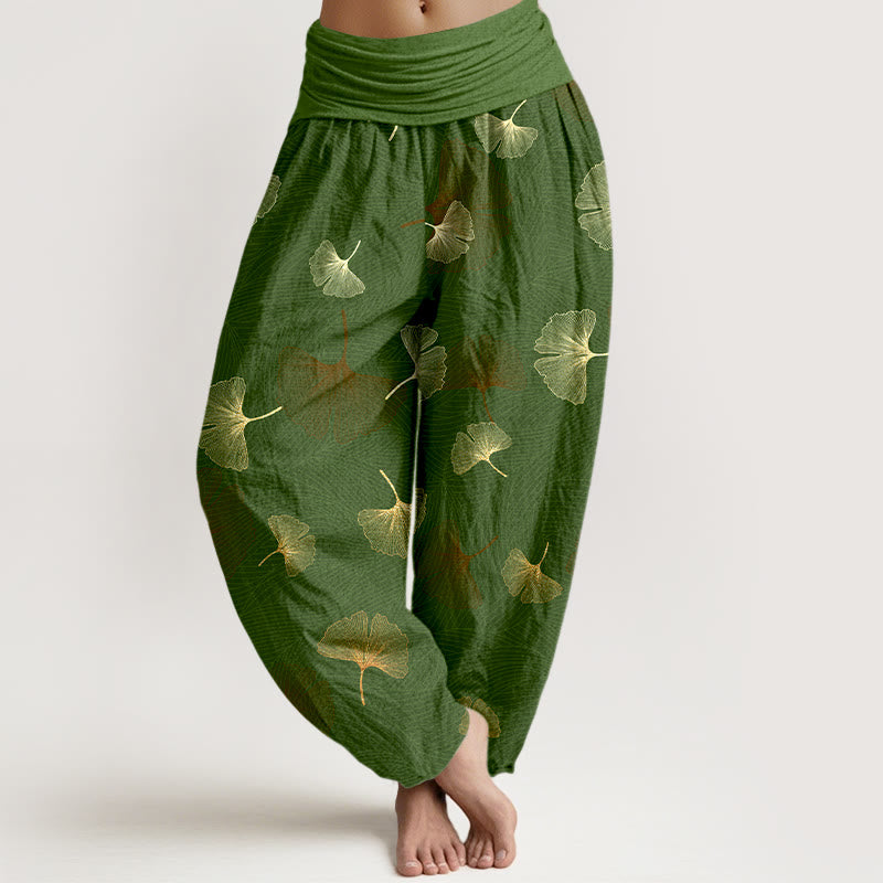 Breathable Cotton Ginkgo Pattern Mindful Meditation Harem Pants
