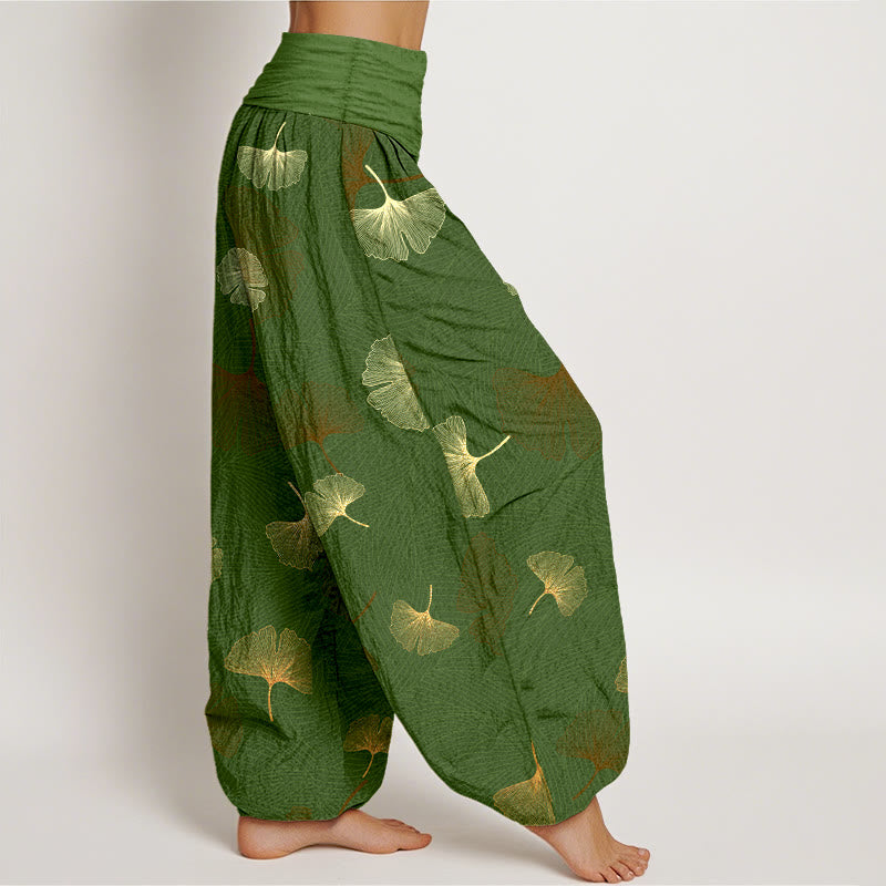 Breathable Cotton Ginkgo Pattern Mindful Meditation Harem Pants