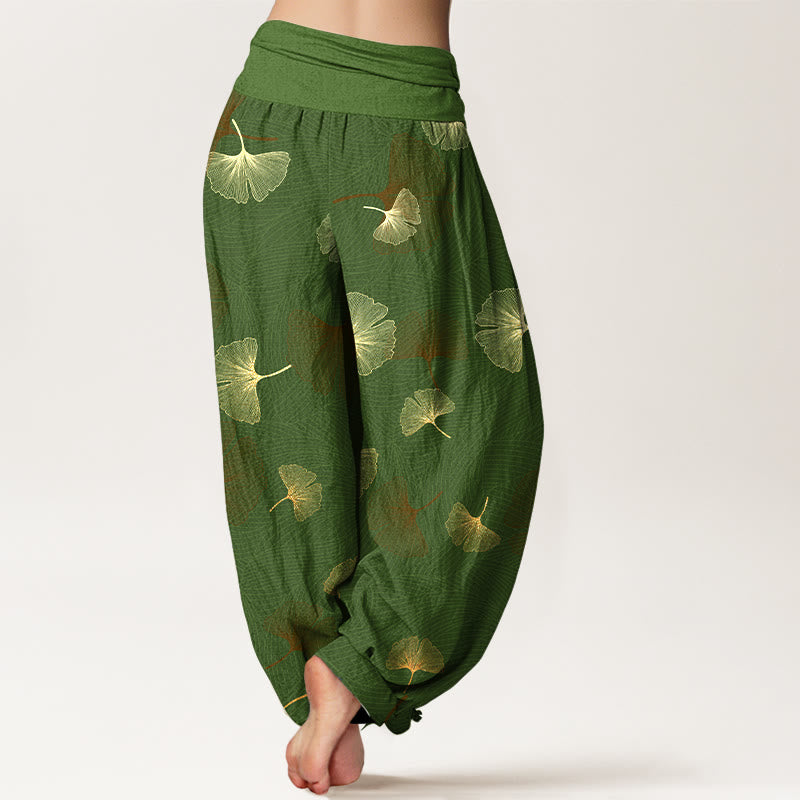Breathable Cotton Ginkgo Pattern Mindful Meditation Harem Pants