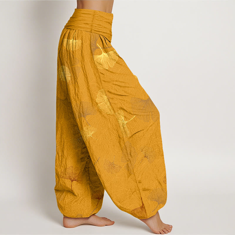 Breathable Cotton Ginkgo Pattern Mindful Meditation Harem Pants