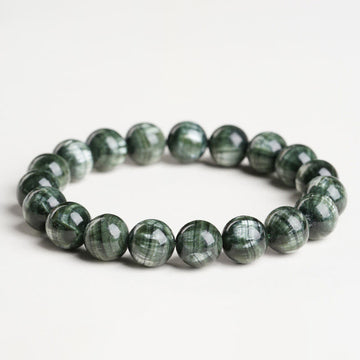 Natural Seraphinite Round Gemstone Beaded Bracelet for Emotional Balance