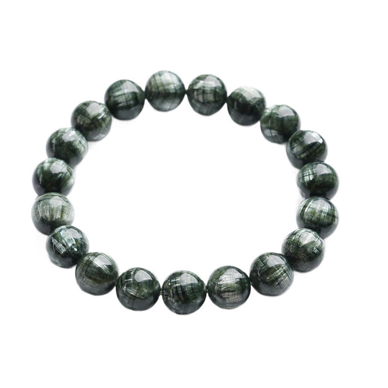 Natural Seraphinite Round Gemstone Beaded Bracelet for Emotional Balance