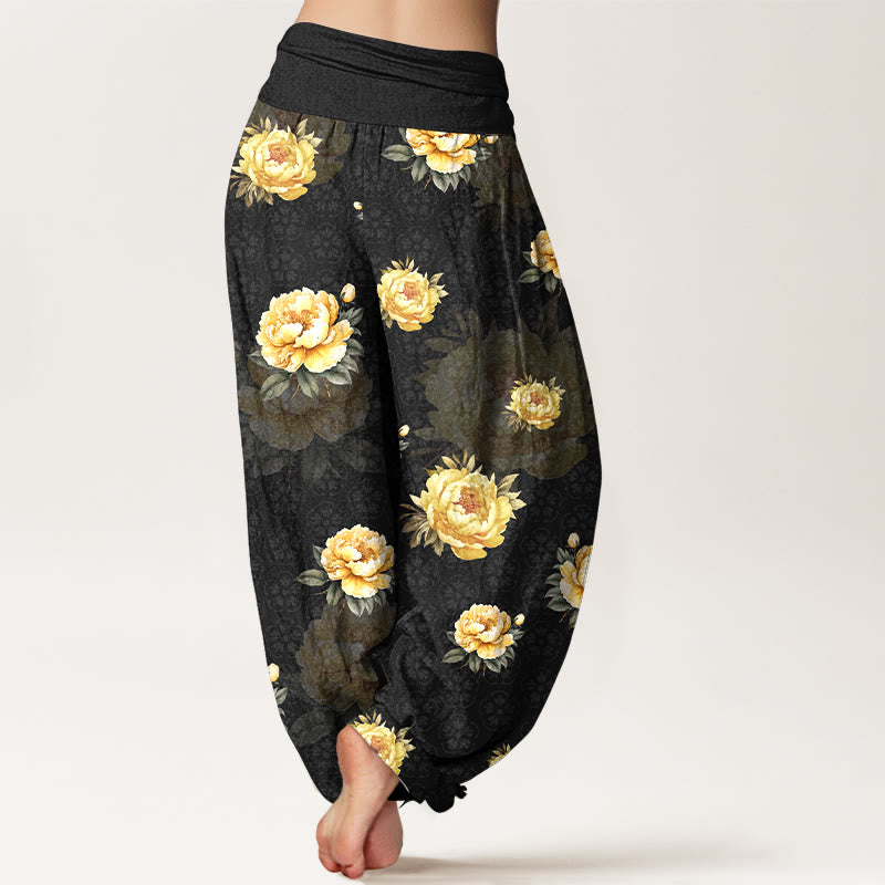 Botanical Cotton Elastic Waist Meditation Harem Pants
