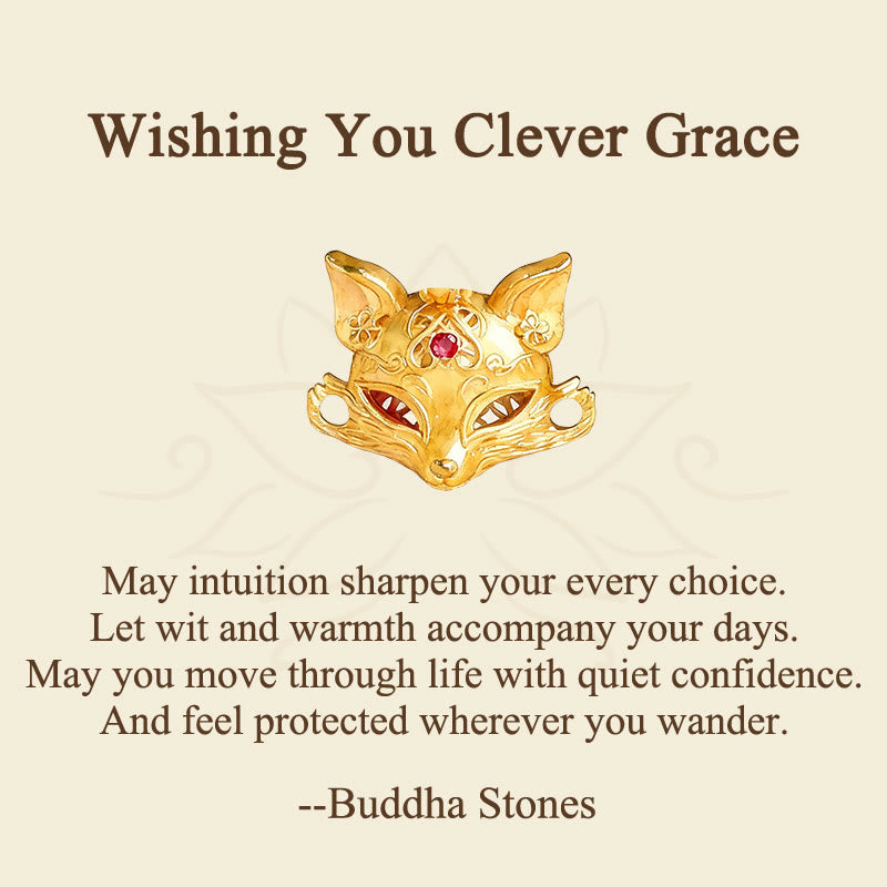"Wishing You Clever Grace" 24k Gold Plated Brass Fox Necklace Includes Gift Message Card