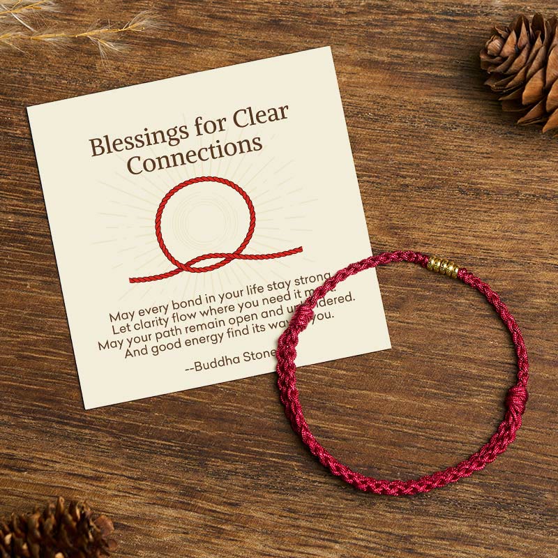 "Blessings for Clear Connections" 925 Sterling Silver Lucky Golden Bead String Bracelet Anklet Includes Gift Message Card