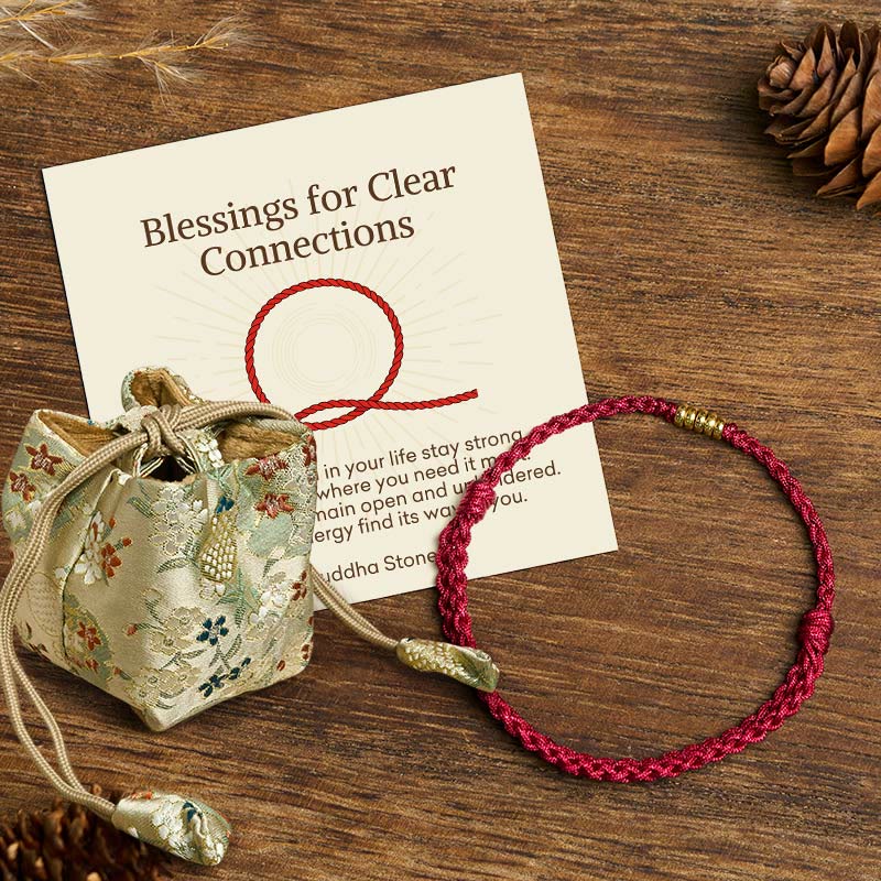 "Blessings for Clear Connections" 925 Sterling Silver Lucky Golden Bead String Bracelet Anklet Includes Gift Message Card