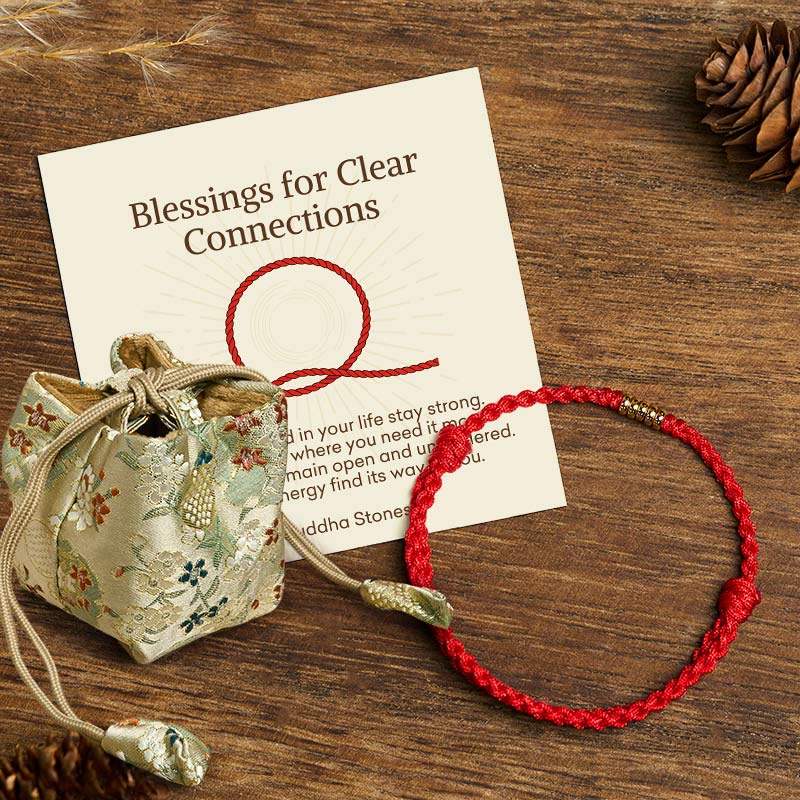"Blessings for Clear Connections" 925 Sterling Silver Lucky Golden Bead String Bracelet Anklet Includes Gift Message Card