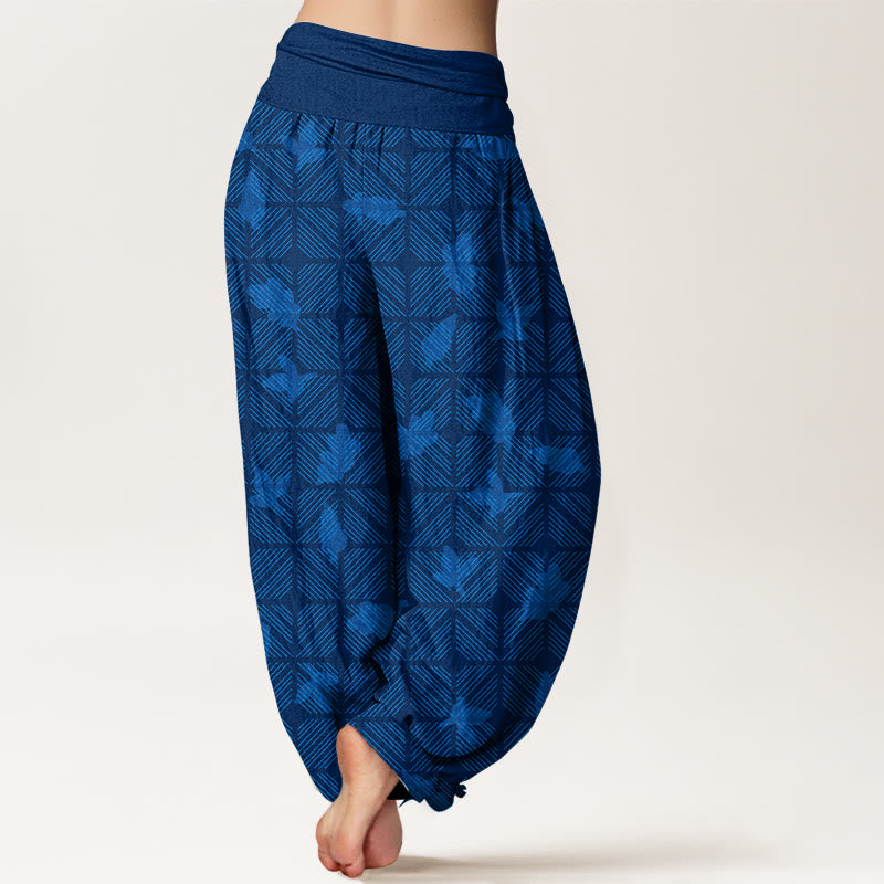 Pure Cotton Minimalist Leaf Print Meditation Harem Pants