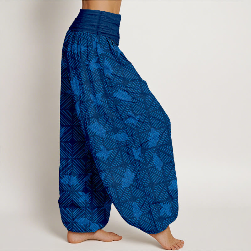 Pure Cotton Minimalist Leaf Print Meditation Harem Pants