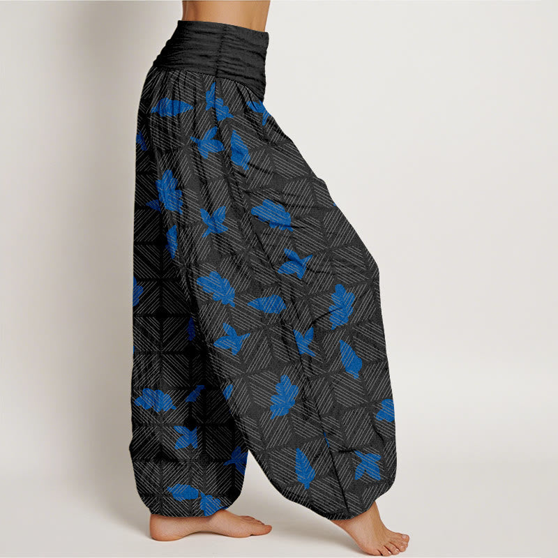 Pure Cotton Minimalist Leaf Print Meditation Harem Pants