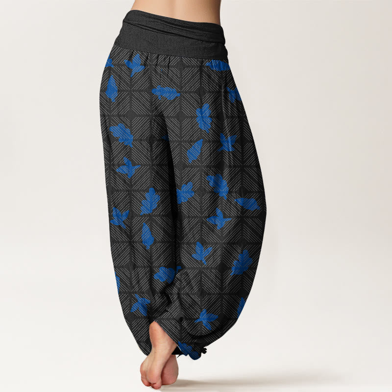 Pure Cotton Minimalist Leaf Print Meditation Harem Pants