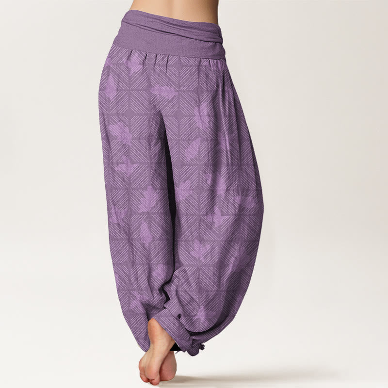 Pure Cotton Minimalist Leaf Print Meditation Harem Pants