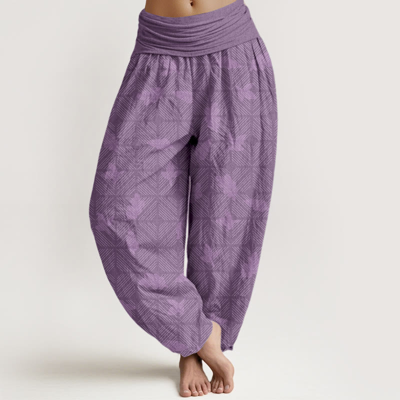 Pure Cotton Minimalist Leaf Print Meditation Harem Pants