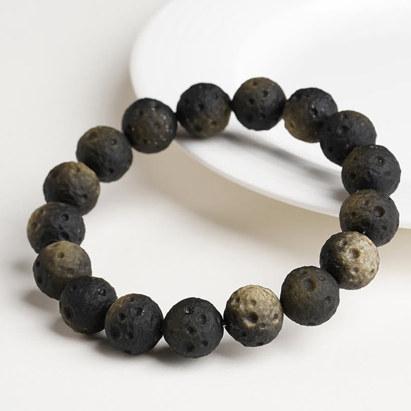 Natural Gold and Silver Sheen Obsidian Round Bead Grounding Bracelet