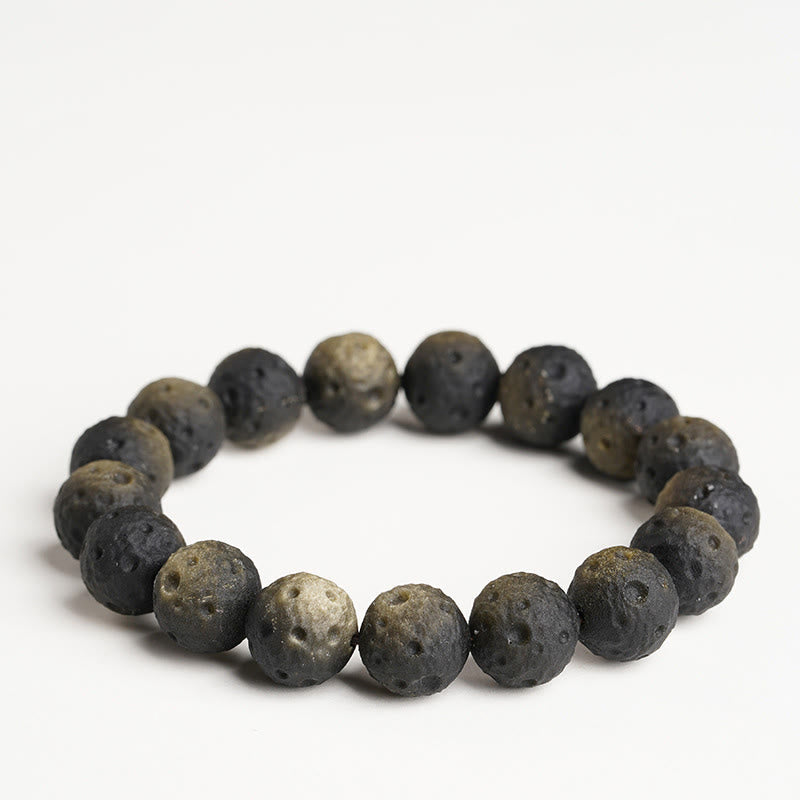 Natural Gold and Silver Sheen Obsidian Round Bead Grounding Bracelet