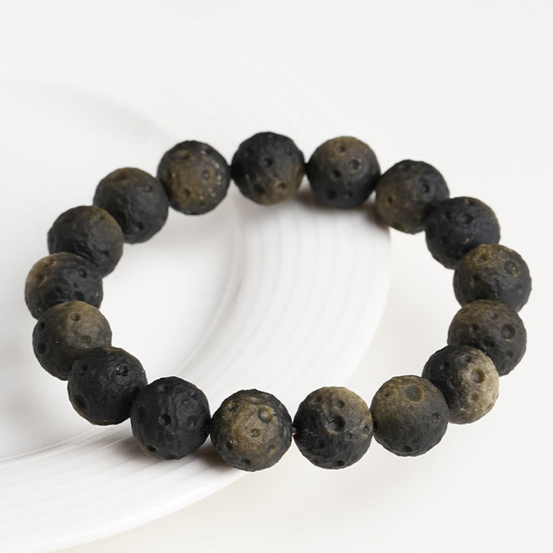 Natural Gold and Silver Sheen Obsidian Round Bead Grounding Bracelet