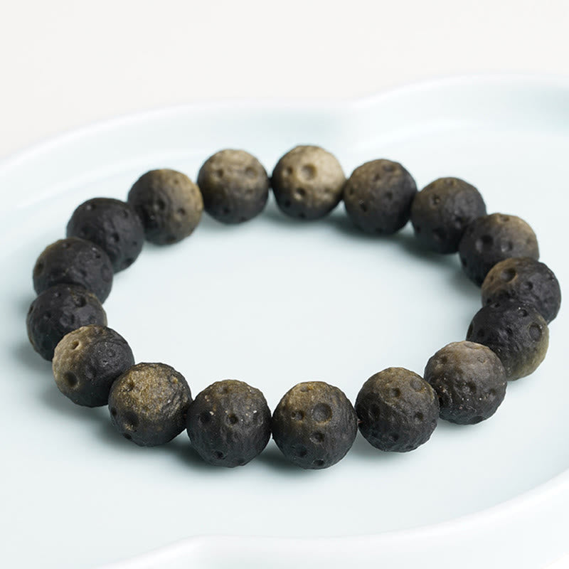 Natural Gold and Silver Sheen Obsidian Round Bead Grounding Bracelet
