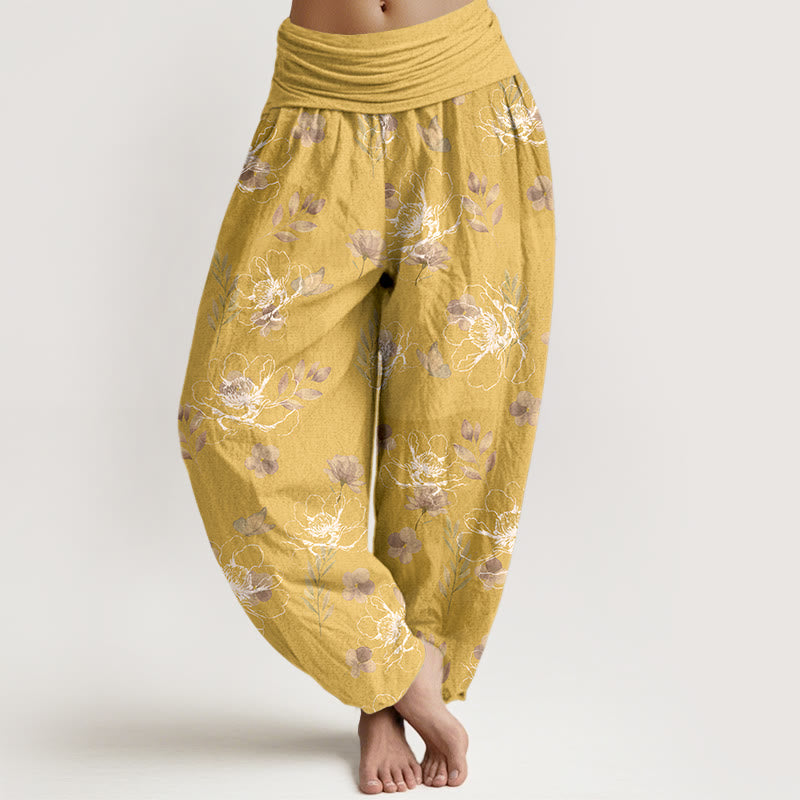 Pure Cotton Floral Print Mindful Movement Harem Pants