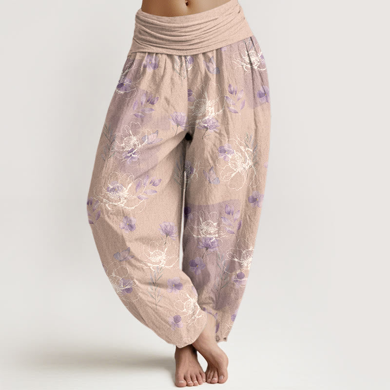 Pure Cotton Floral Print Mindful Movement Harem Pants