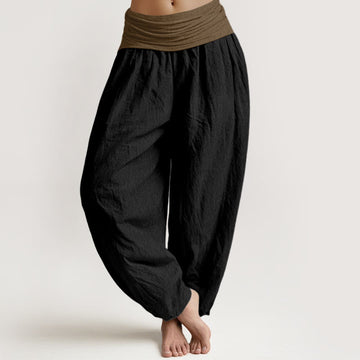 Tactile Cotton Color-Block Grounding Harem Pants