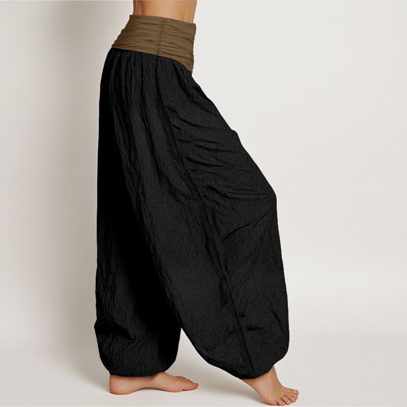 Tactile Cotton Color-Block Grounding Harem Pants
