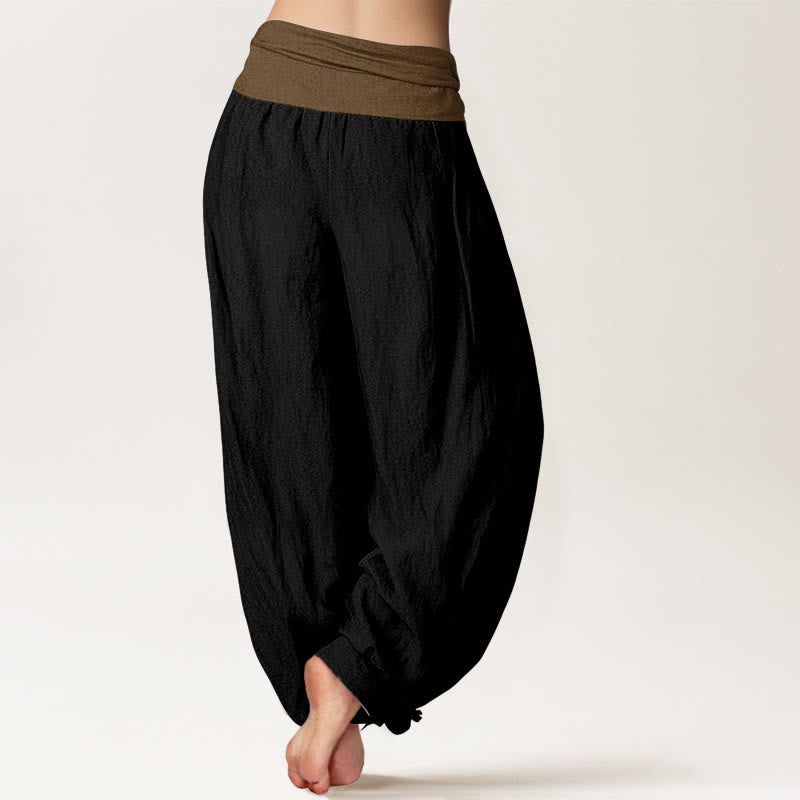 Tactile Cotton Color-Block Grounding Harem Pants