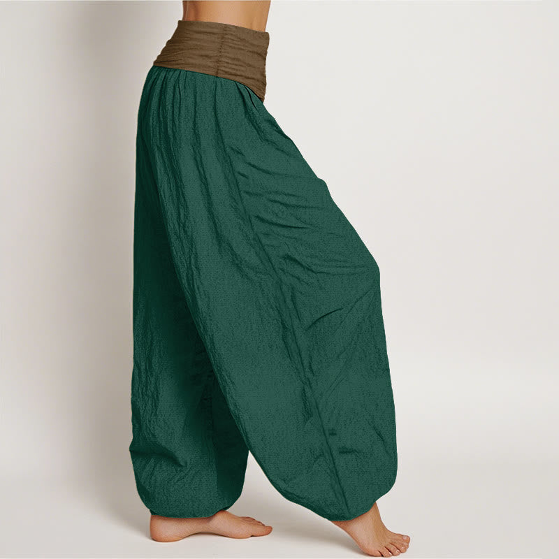 Tactile Cotton Color-Block Grounding Harem Pants