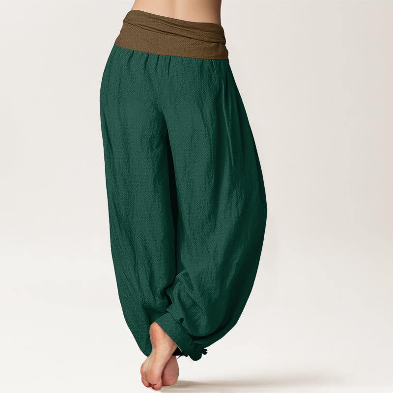 Tactile Cotton Color-Block Grounding Harem Pants