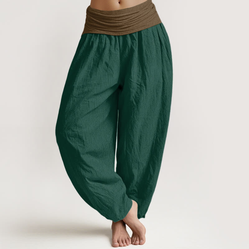 Tactile Cotton Color-Block Grounding Harem Pants