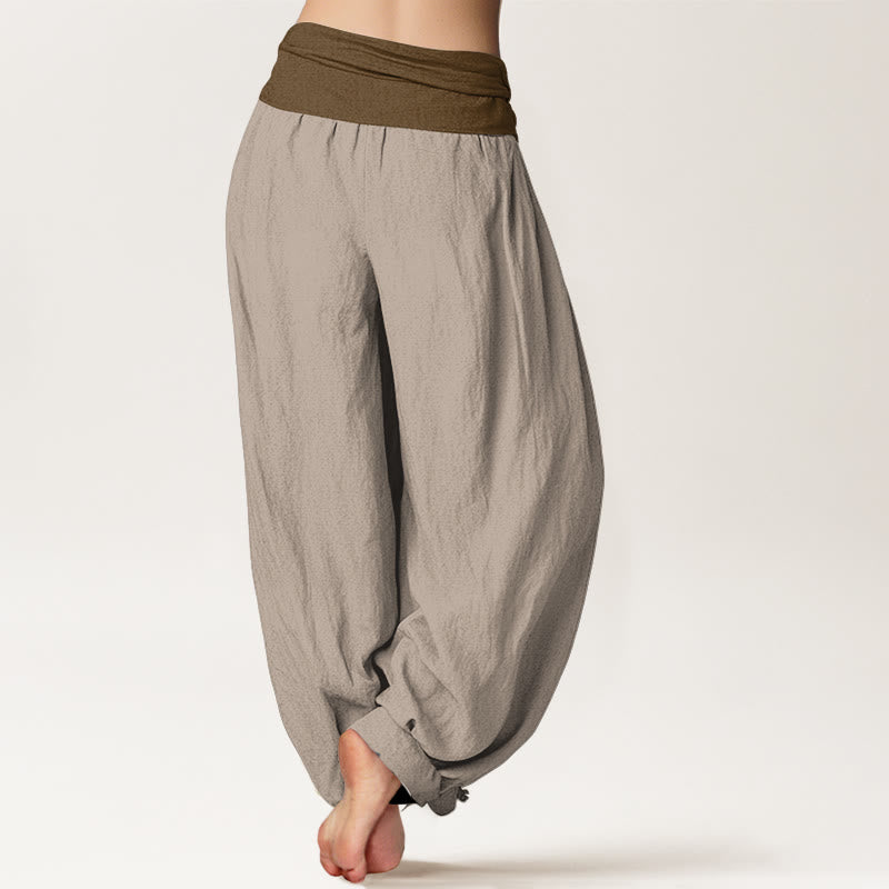 Tactile Cotton Color-Block Grounding Harem Pants