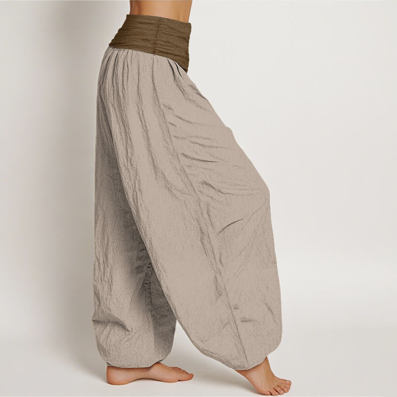 Tactile Cotton Color-Block Grounding Harem Pants